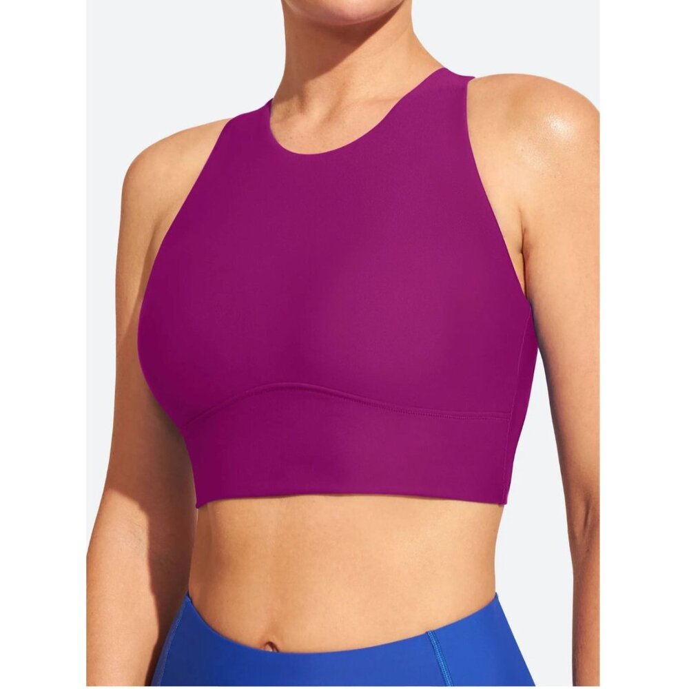 IUGA Bikini Swim Top Womens S Fuchsia High Neck Cross Back Swim Beach‎ Paddle